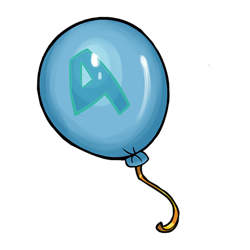 Devikins blue balloon with letter A and yellow string